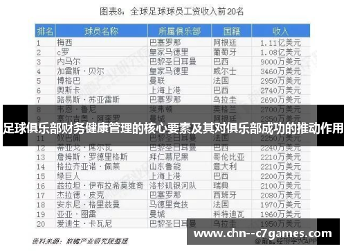 足球俱乐部财务健康管理的核心要素及其对俱乐部成功的推动作用